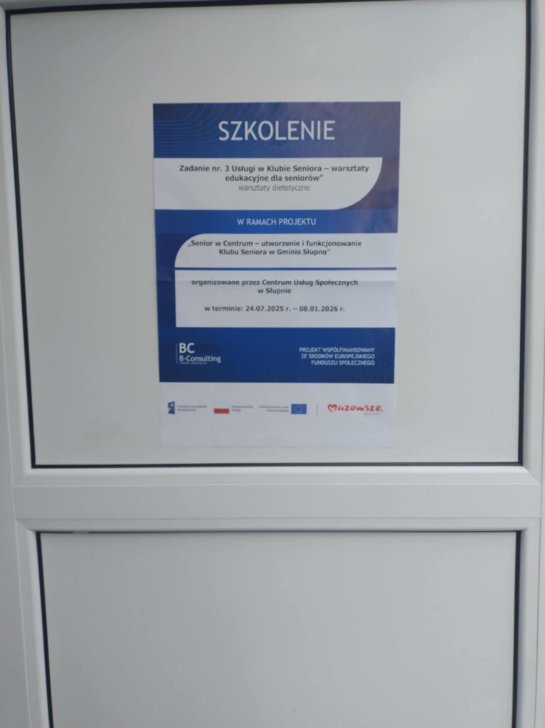 Plakat informujący o zajęciach edukacyjnych - warsztaty dietetyczne.